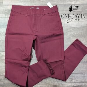 Old Navy High Rise Pixie Skinny Pants Burgundy NWT Secret Smooth Size 12